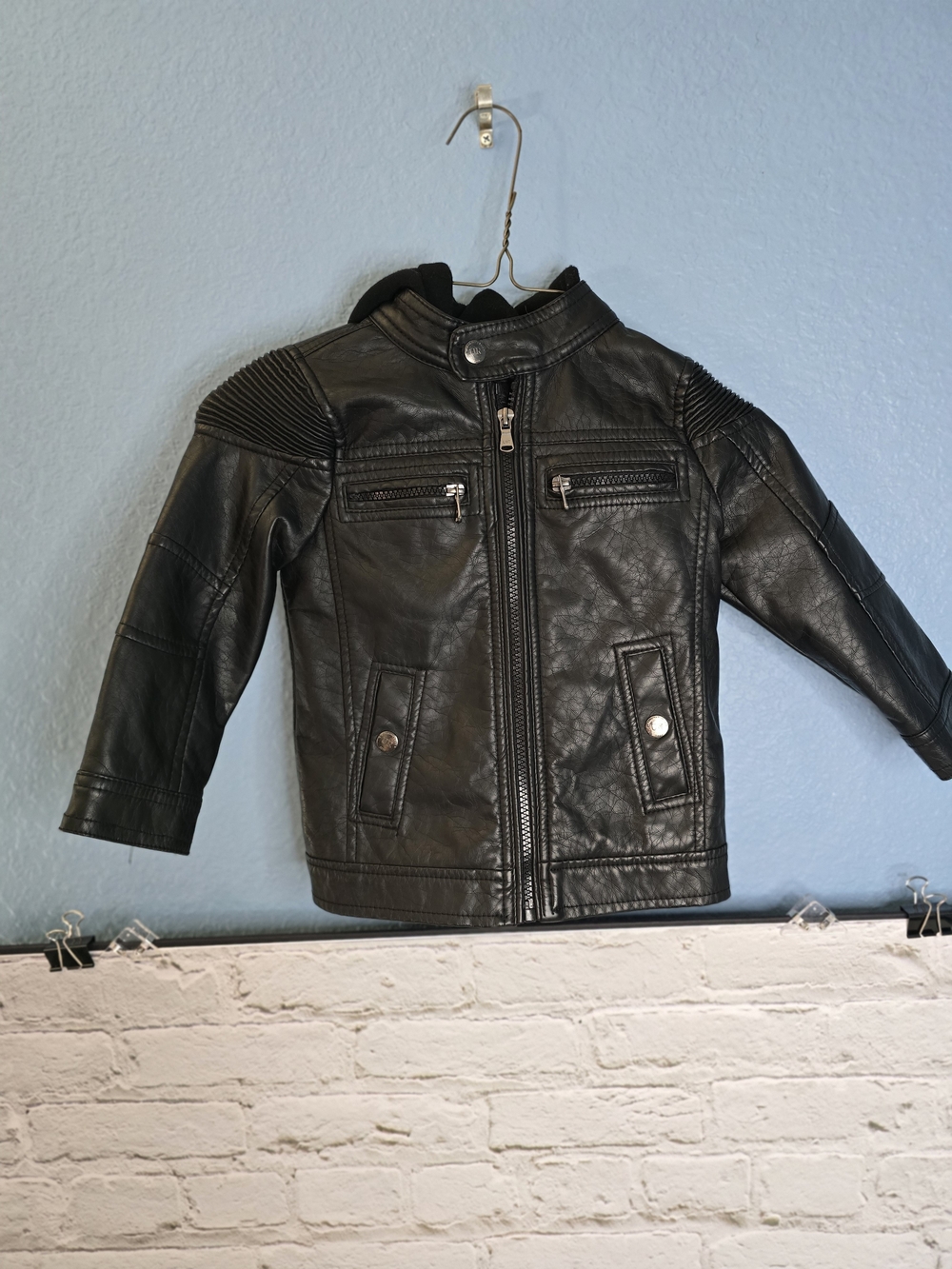 Urban Republic Kids Black Faux Leather Moto Jacket Sz 3T